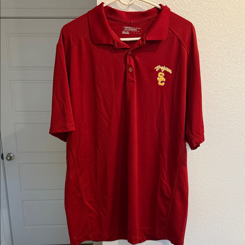 Nike Red Polo Shirt with Embroidered Logo USC - university Southern California
